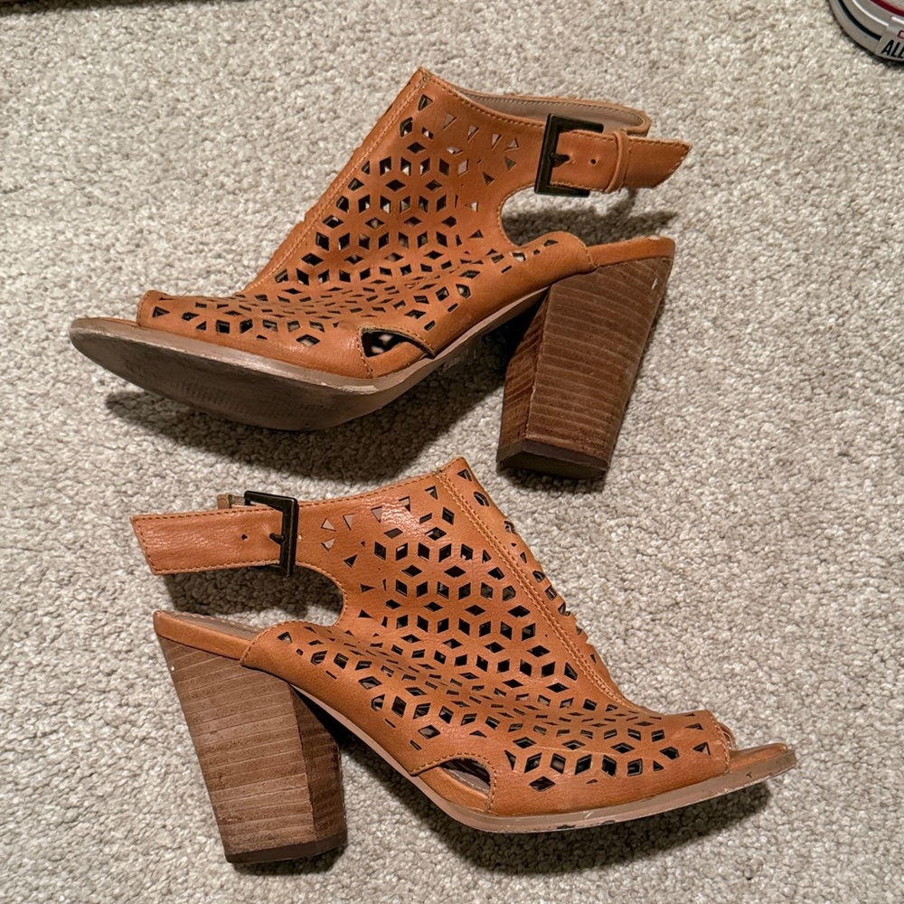 Altar'd State Brown Cutout Block Heels